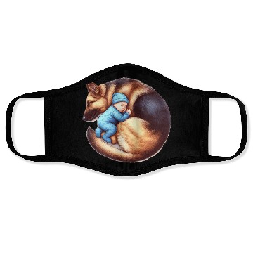 Discover Sleeping Baby and German Shepherd Design Face Masks