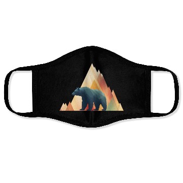 Discover Geometric Bear with Triangle Mountains Design Face Masks