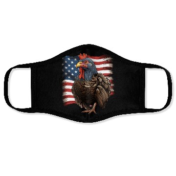 Discover Funny thanksgiving turkey with USA flag Face Masks