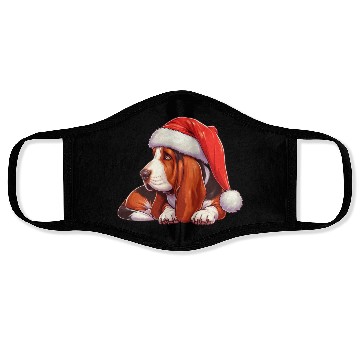 Discover Cute Basset Hound Santa Claus Face Masks