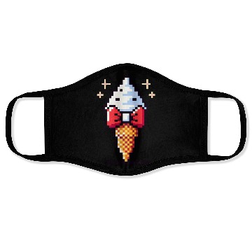 Discover Whimsical 8-Bit Ice Cream: Retro Bow Tie Delight Face Masks