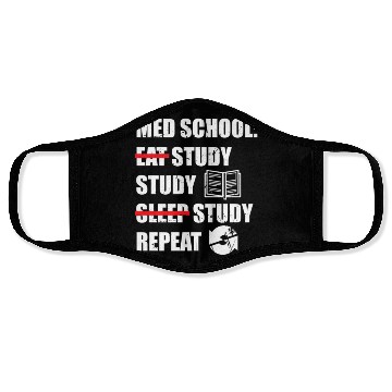 Discover Eat Study Sleep Repeat Funny Medical Student Face Masks