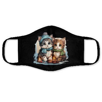 Discover chubby kittens in Christmas stockings hanging Face Masks