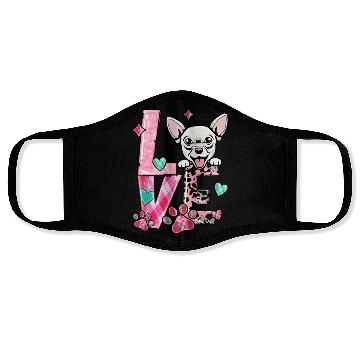 Discover Chihauhau Dog I Love My Dog Valentines Day Face Masks