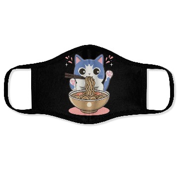 Discover te cat ramen noodles neko kawaii funny Face Masks