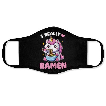 Discover Cute Unicorn Eats Ramen Noodles Unicorns Ramen Face Masks