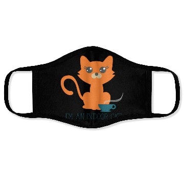 Discover Sorry I'm An Indoor Cat Coffee Tea Introvert Humor Face Masks