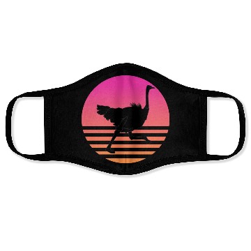 Discover Ostrich Running Retro Sunset Face Masks