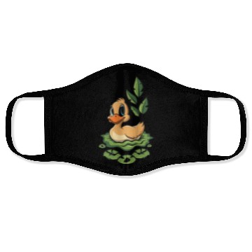 Discover cute duck swimming in a swamp Face Masks