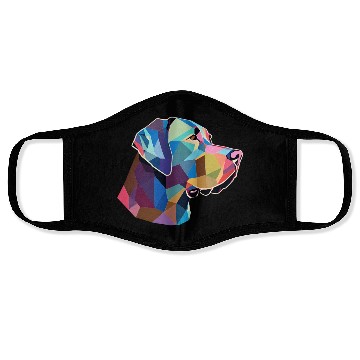 Discover Labrador retrievers, polygon art, colorful dog Face Masks