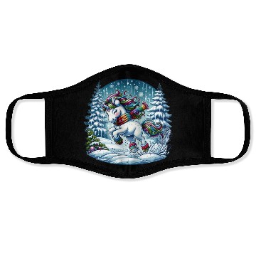 Discover Unicorn in a Winter Wonderland Face Masks