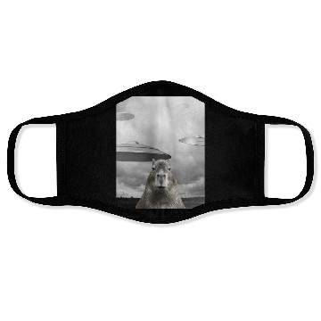 Discover Funny Graphic Capybara Selfie with UFOs Weird Face Masks