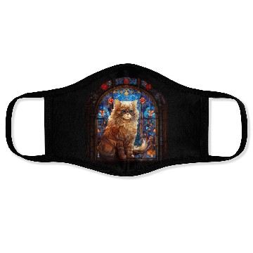 Discover Persian cat in stained glass Face Masks