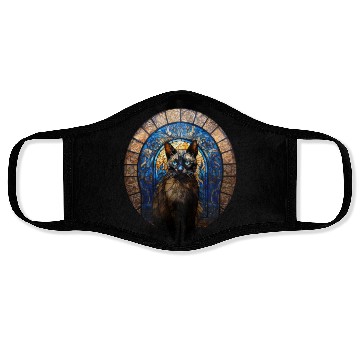 Discover Siamese cat in stained glass Face Masks