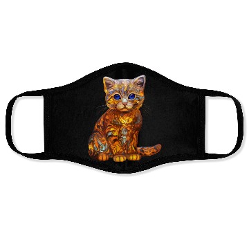 Discover Stained Glass Scottish Fold kitten Face Masks