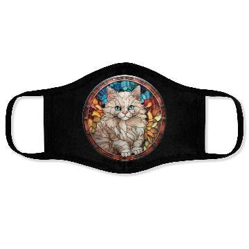 Discover Ragdoll kitten in stained glass Face Masks