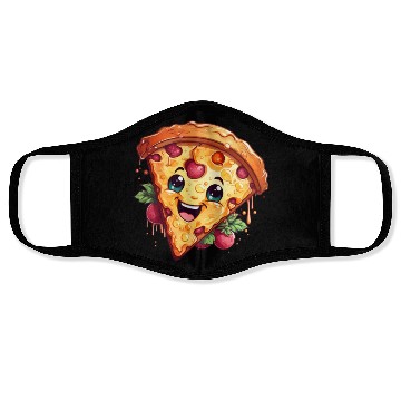 Discover A charming kawaii style pizza slice Face Masks