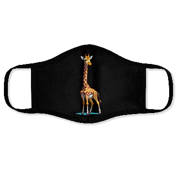 Discover A Cartoonish Giraffe in a Playful Pose Face Masks
