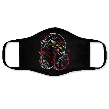 Discover Neon Headphones with Music Slogan Face Masks