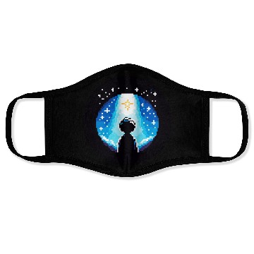 Discover Digital Night Sky - 8-Bit Childhood Dreams Face Masks