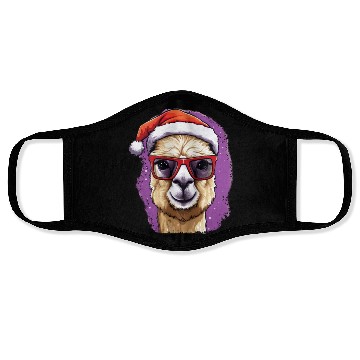 Discover Christmas Llama with Glasses Face Masks