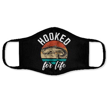 Discover Hooked For Life Retro Catfish Catfishing Angler Face Masks