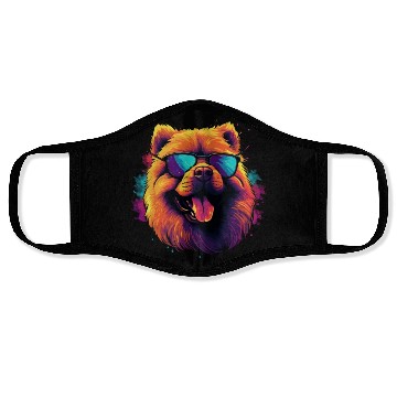 Discover Retro Wave Chow Chow Dog Face Masks