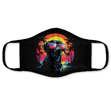 Discover Retro Wave Labrador Dog Face Masks