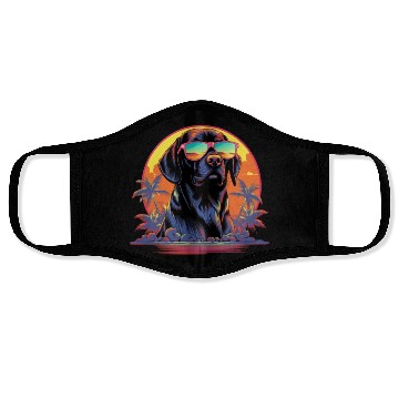 Discover Retro Wave Foxhound Dog Face Masks