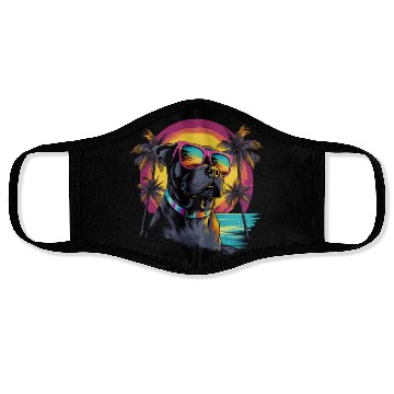 Discover Retro Wave Pitbull Terrier Dog Face Masks