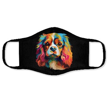 Discover Watercolor Colorful Cavalier King Charles Spaniel Face Masks