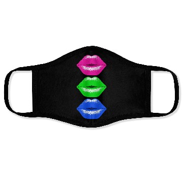 Discover 3 Kissing Lips Neon Colors Face Masks