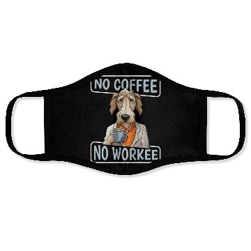 Discover Coffee Irish Wolfhound Dog No Coffee No Workee Face Masks