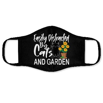 Discover Easily Distracted by Cats and Garden funny garden Face Masks