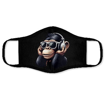 Discover Chimpanzee with sunglasses and headphones Face Masks
