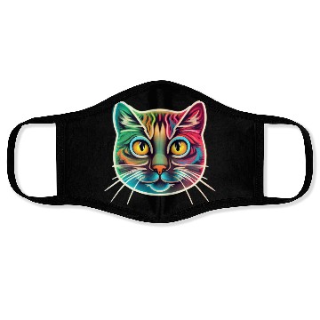 Discover cat face neon design Face Masks