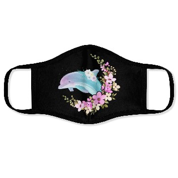 Discover Dolphin Flower Floral Face Masks