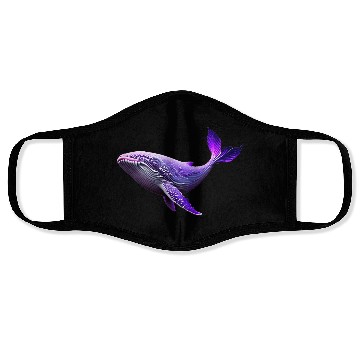 Discover Neon whale illustration Face Masks