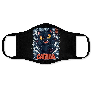 Discover Kaiju Catzilla in Japan Tokyo Face Masks