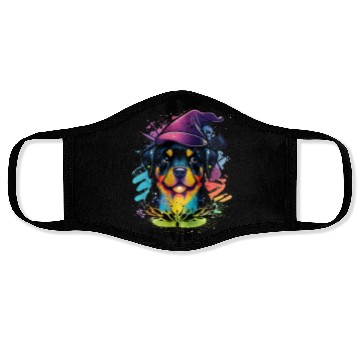 Discover Colorful Kawaii Rottweiler Wizard Face Masks