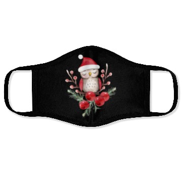 Discover Santa Owl Christmas Santa Hat Face Masks
