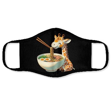 Discover Cute Giraffe Eats Ramen Noodles Giraffe Ramen Face Masks