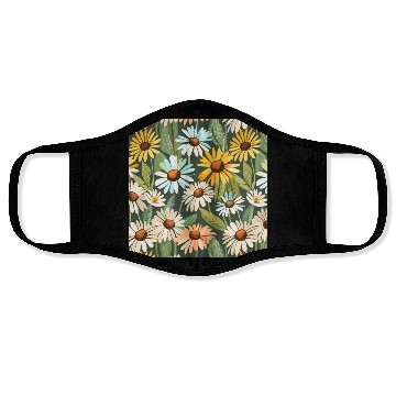 Discover Daisy flower pattern watercolor poster Face Masks
