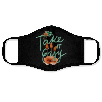 Discover Green Brown Typography Quotes Cute take it easy Face Masks