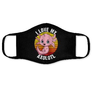 Discover I Love My Axolotl in Retro Face Masks