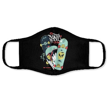 Discover Black Light Green Modern Illustrated Skateboard Face Masks