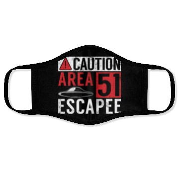 Discover Caution Area 51 Escapee Alien Aliens Ufo Gifts Face Masks