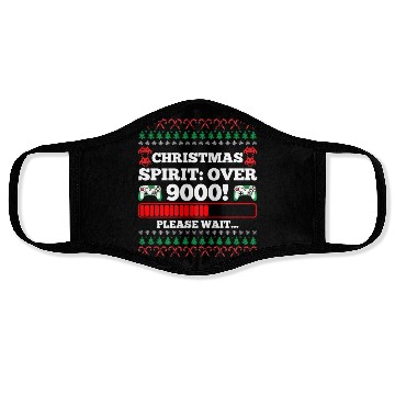 Discover Christmas Spirit: Over 9000! Please Wait Gambling Face Masks