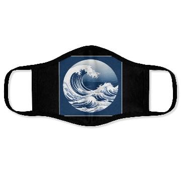 Discover Waves Ocean Serenity Minimalistic copy Face Masks