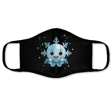 Discover A cute kawaii style snowflake with a smiling face Face Masks
